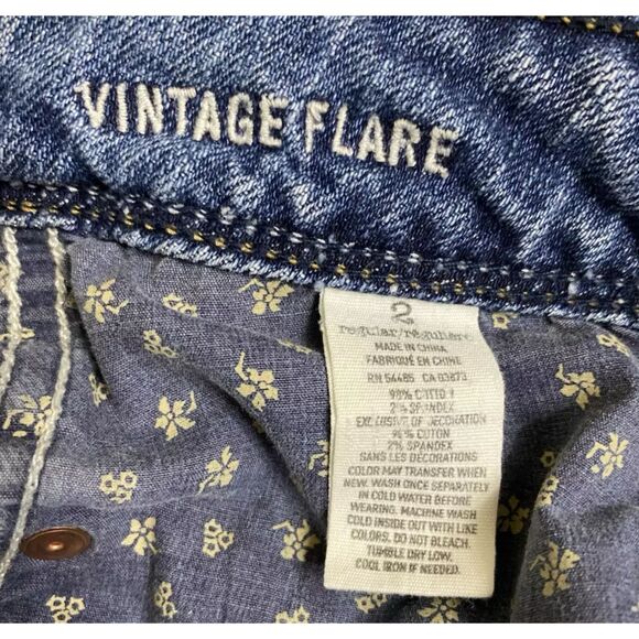 American Eagle Flare Jeans Pocket Flaps Women's Sz 2 (28x30) Stretch Distressed - Picture 7 of 11